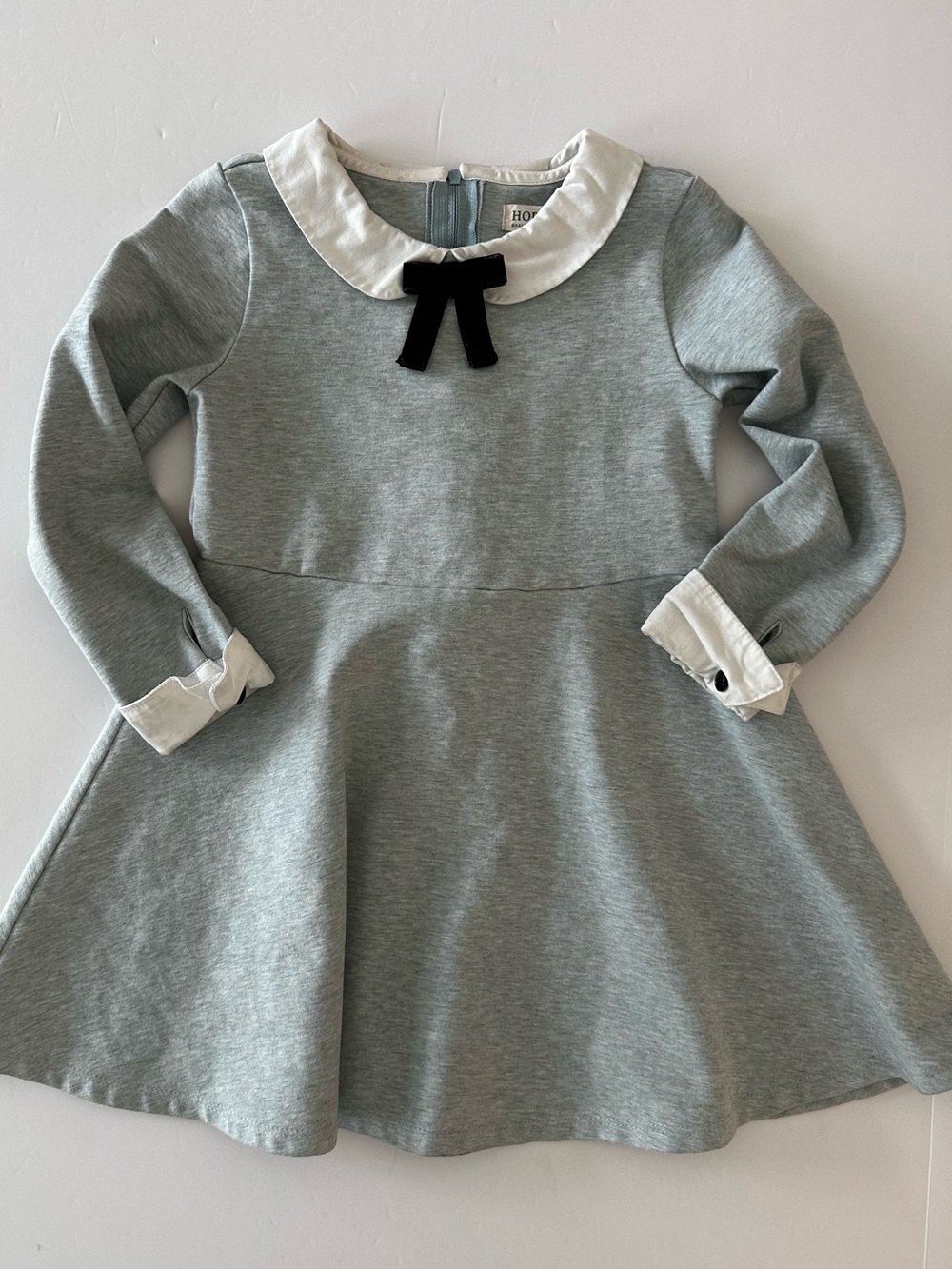 Hope & Henry Girls' French Look Ponte Dress with Bow, Organic Cotton, Size 4